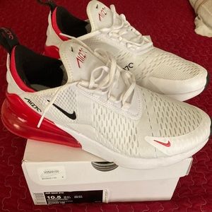 Mens Nike AirMax 270 Wht-Blk-Red Shoes Size 10.5